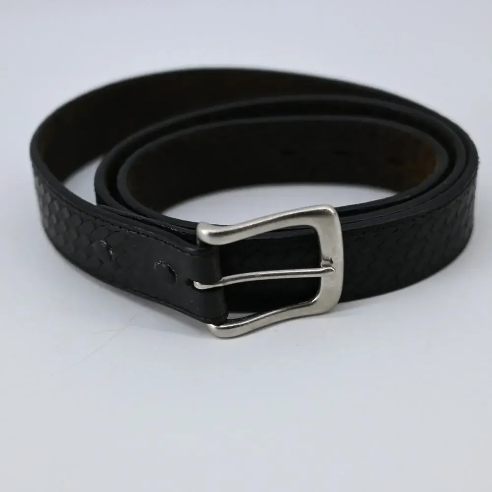 Men's Leather Belt Size 46 Black Basket Weave Casual Security Uniform